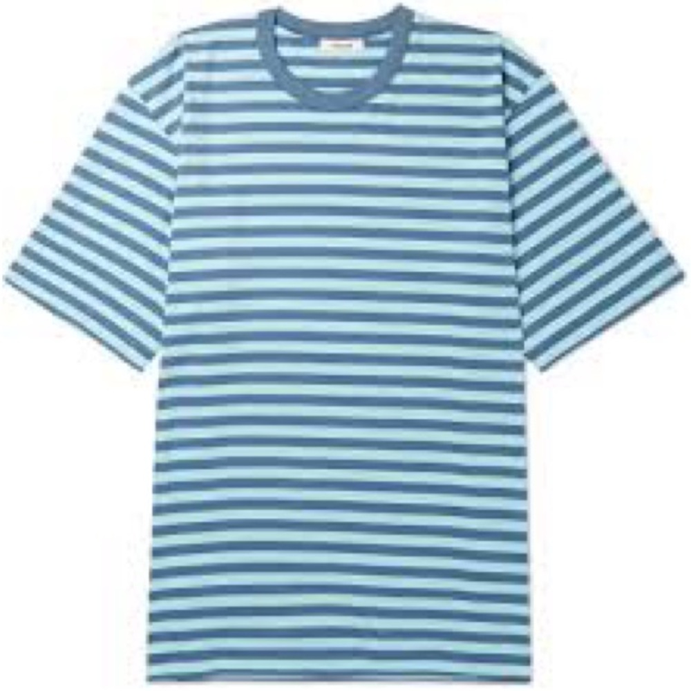 Très Bien Striped Cotton-Jersey T-Shirt Blue